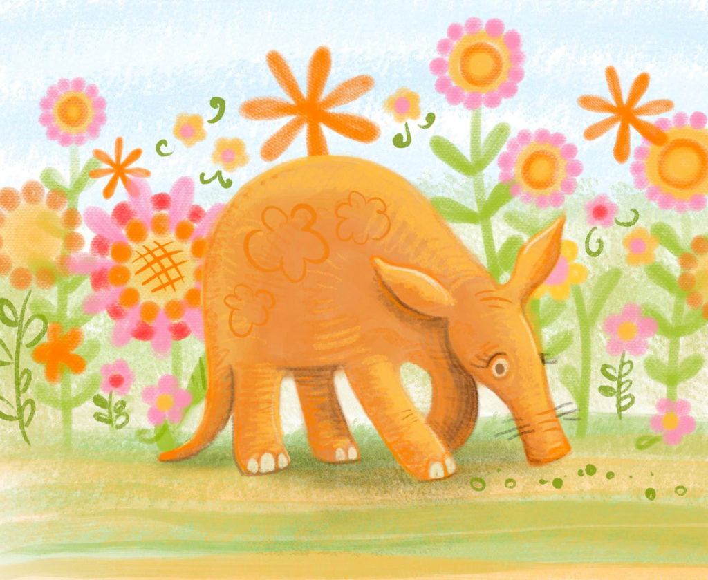 Illustration Aardvark Flowers